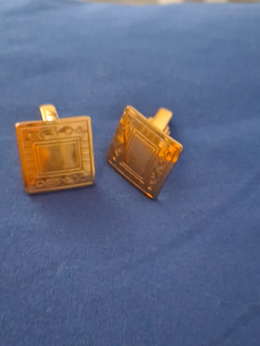 Gold-Tone Square Engraved Cuff Links - Men